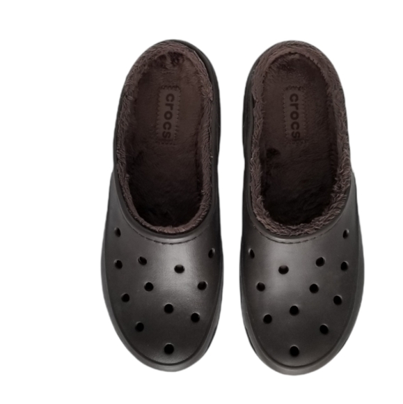 NWOT Croc Sandals Lined Dark Brown - Picture 3 of 7